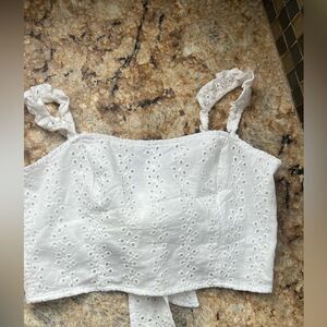 Hollister White eyelet crop